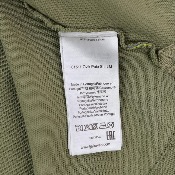 Fjallraven Ovik Polo Shirt Mens Large Green Outdoor Hiking Cotton Knit Casual - Picture 6 of 10